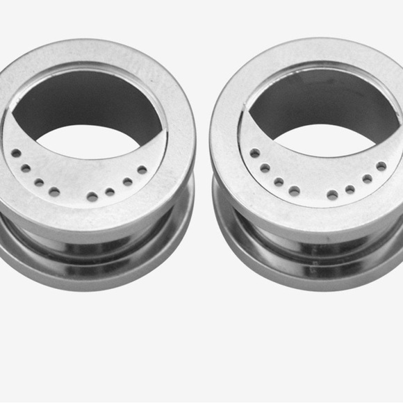 Steel Silver Crescent Moon Tunnel Plug - Picture 3 of 3